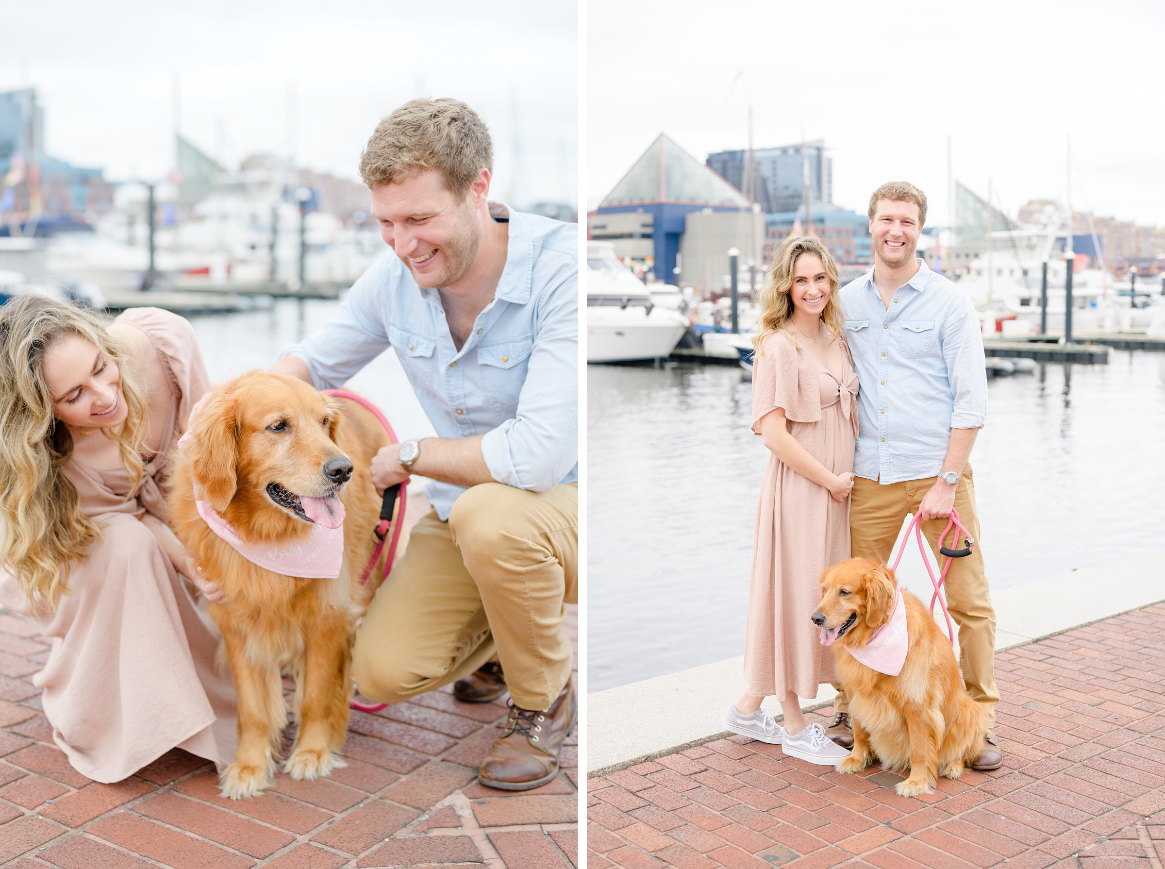 Pregnancy announcement photos at the Baltimore Inner Harbor photographed by Baltimore Maternity Photographer Cait Kramer.