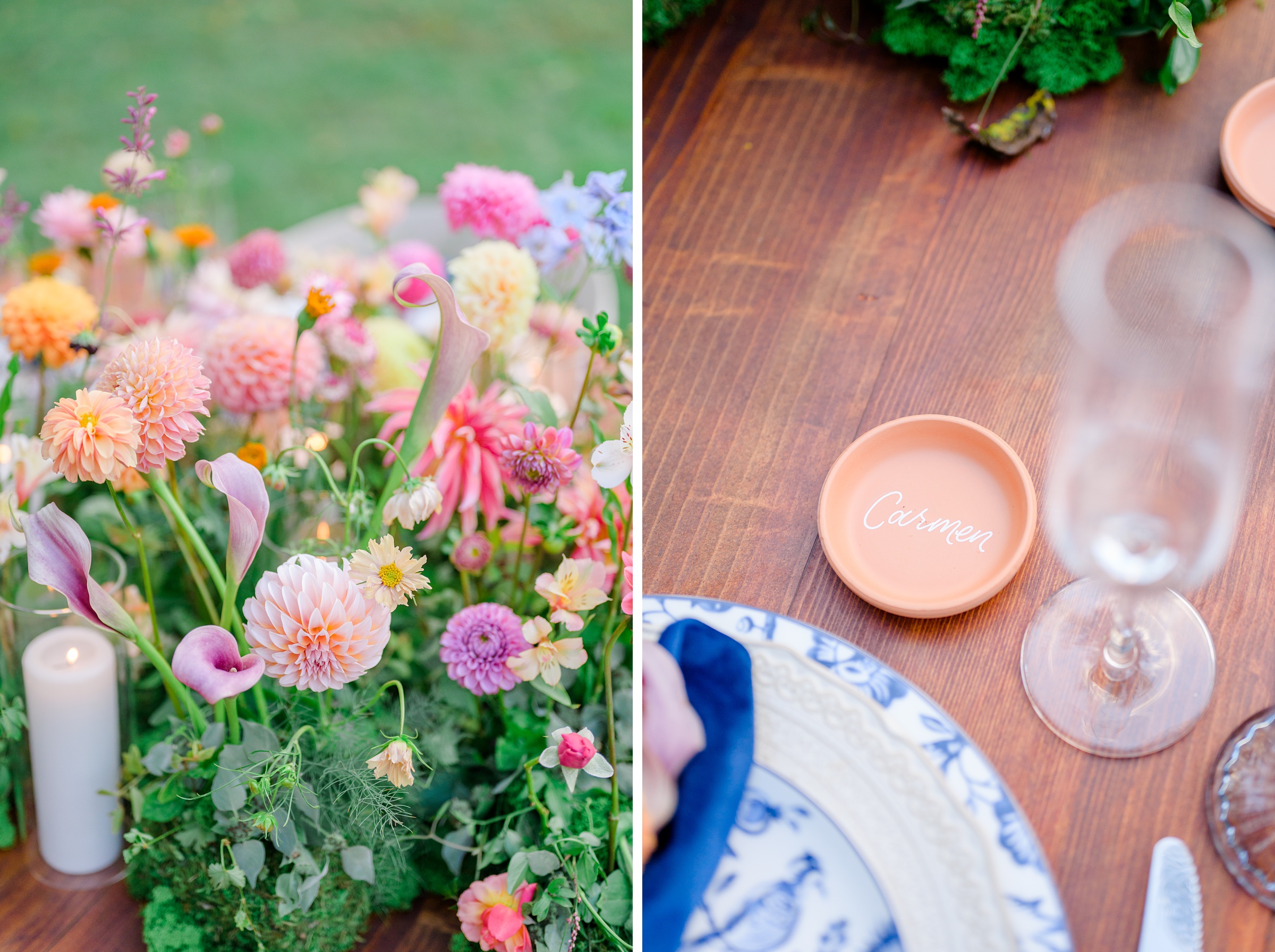 Colorful styled shoot at Rust Manor House photographed by Queer Affirming Wedding Photographer in Baltimore Cait Kramer.