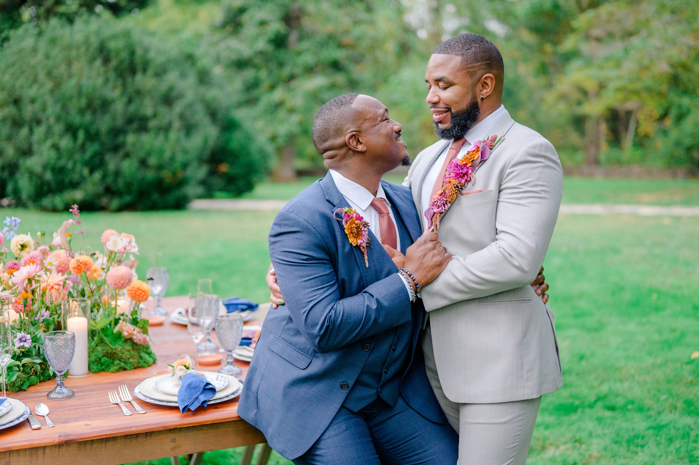 Colorful styled shoot at Rust Manor House photographed by Queer Affirming Wedding Photographer in Baltimore Cait Kramer.