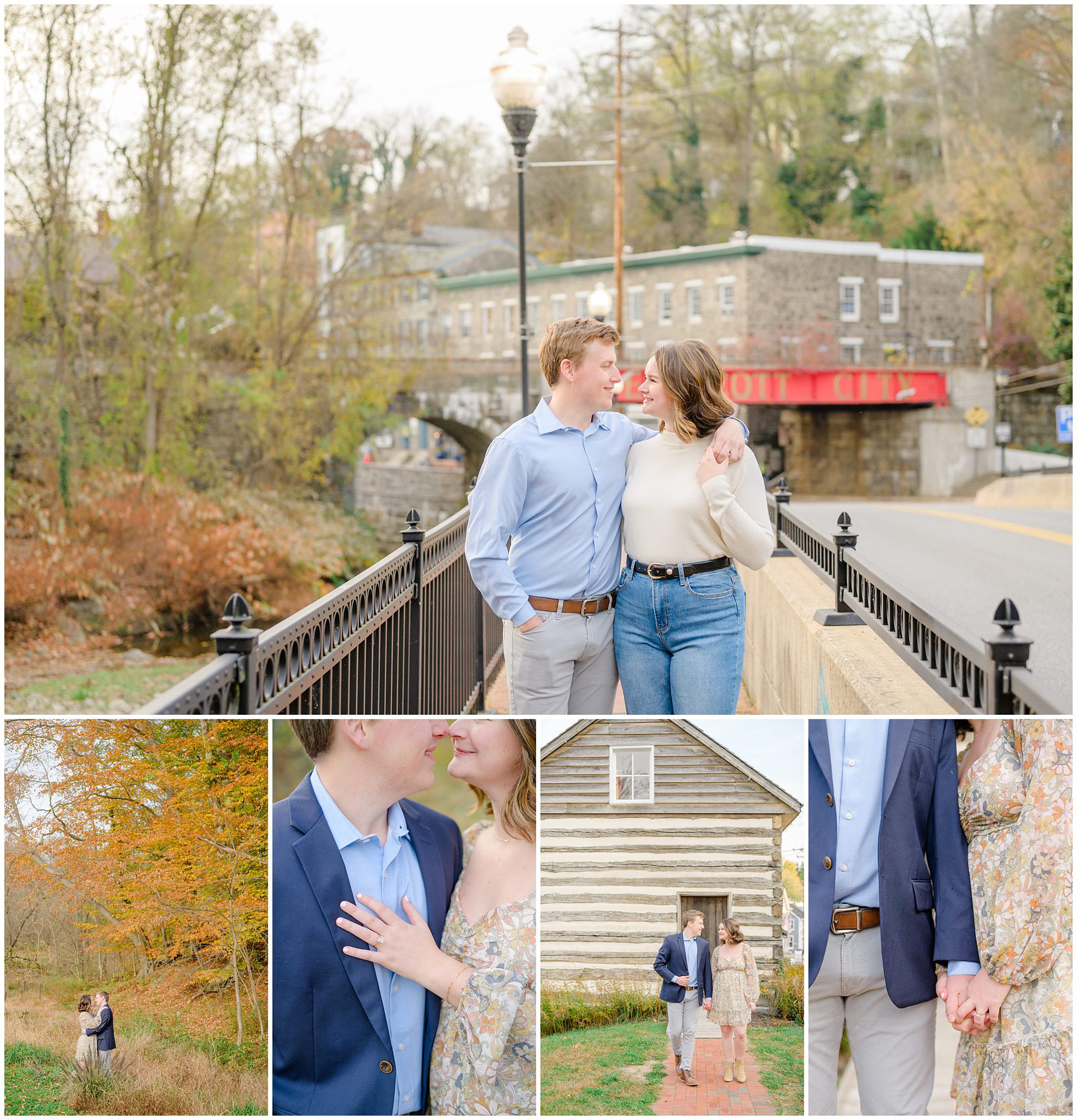 Engaged couple at the Historic Old Ellicott City near Baltimore, Maryland for engagement photos photographed by Baltimore Wedding Photographer Cait Kramer Photography
