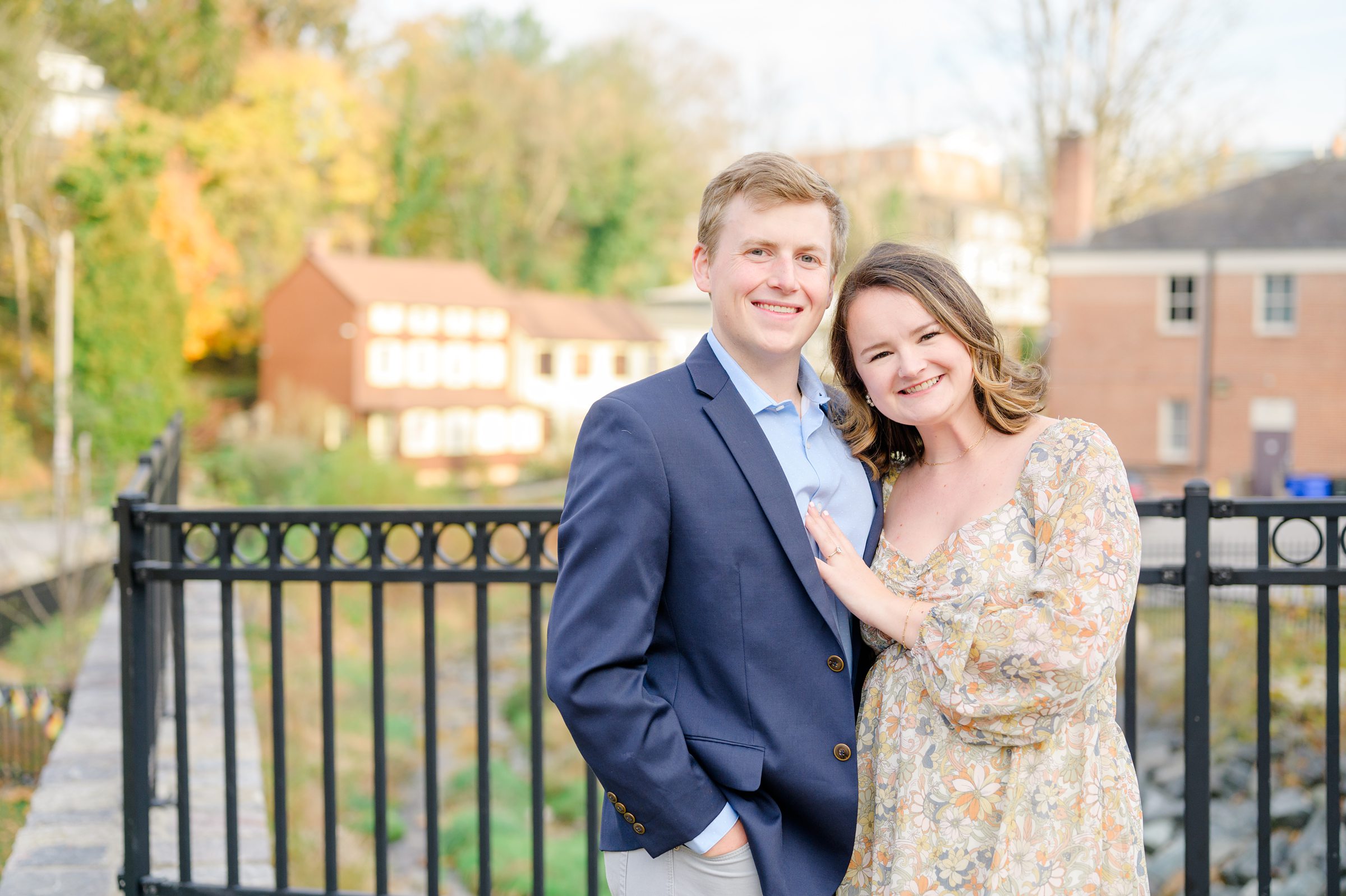Engaged couple at the Historic Old Ellicott City near Baltimore, Maryland for engagement photos photographed by Baltimore Wedding Photographer Cait Kramer Photography